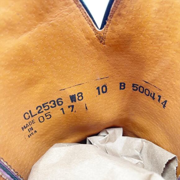 Lucchese Black Mauve Colorblock Square Toe Low Heel Western Cowgirl Boot size 10 - Picture 10 of 11